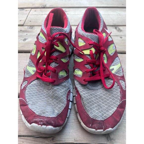 Nike Free Run2 Men's Sneakers Shoes Size 9.5 Lace Up Running Trainers Gray/Red - Picture 1 of 10